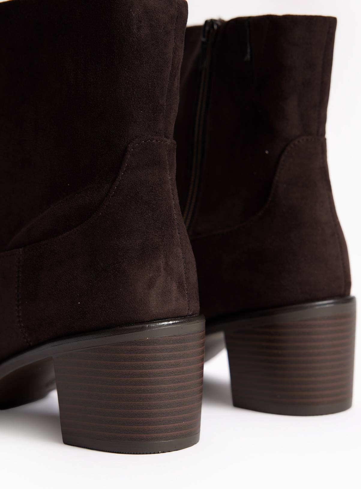 Dark Brown Block Heel Ankle Boot 6 - Image 3
